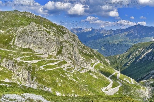 View from elevated position on serpentine hairpin bends of southern ramp southern ascent descent in