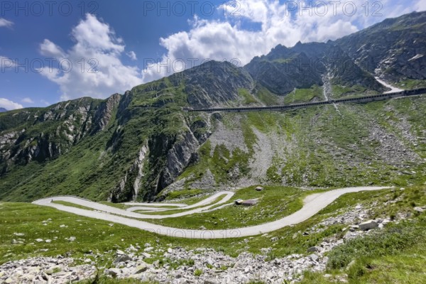 View from elevated position on serpentine hairpin bends of southern ramp southern ascent descent in