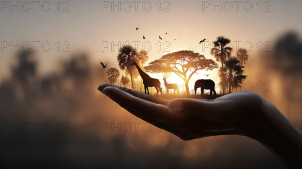 Concept of wildlife preservation and nature conservation in the age of AI and sustainable