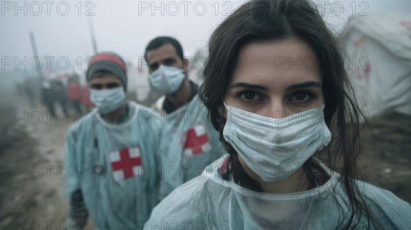 Doctors without borders helping people in refugee camp and assisting in getting medical and