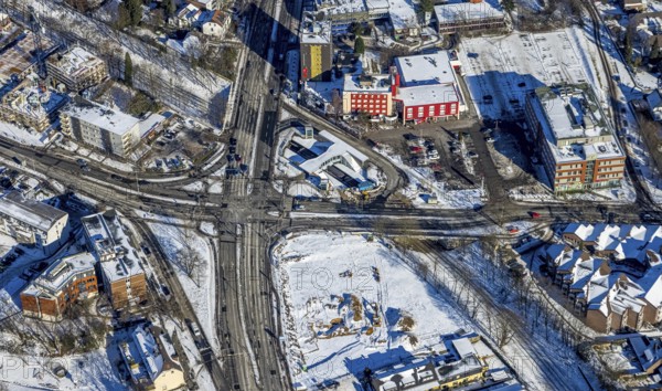 Aerial view, crossing Sittardsberg, Hotel Sittardsberg-Schenkel, Wanheim-Angerhausen, Duisburg,