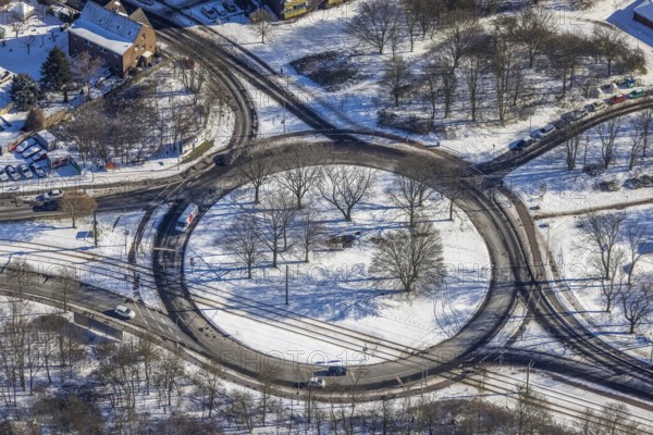 Aerial view, roundabout Obere Kaiserswerther Straße, Ehinger Straße, Wanheim-Angerhausen, Duisburg,