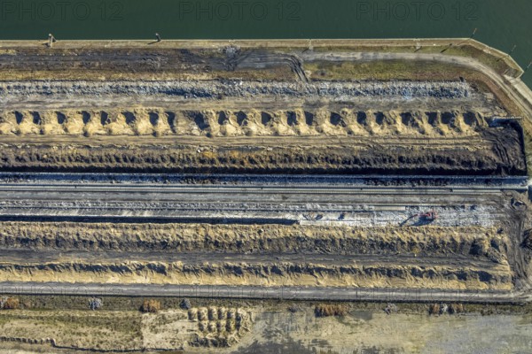 Aerial view, Duisburg harbour, coal island, Duisport, Rhine-Herne Canal, Ruhr, Ruhrort, Duisburg,