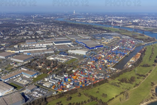 Aerial photo, Duisport, Duisburger Hafen AG, Logport I, container port, Rhine harbour,