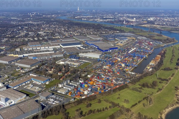 Aerial photo, Duisport, Duisburger Hafen AG, Logport I, container port, Rhine harbour,