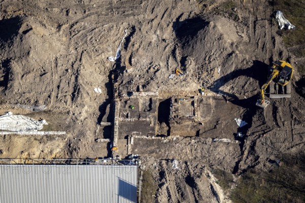 Aerial view, construction site for new residential complex, Mercator Quartier Duisburg,