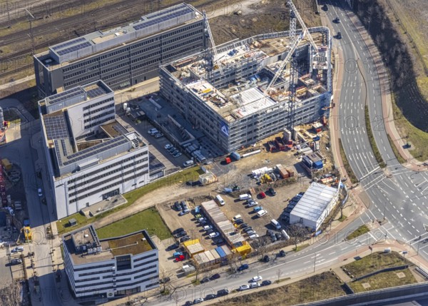Aerial view, construction site Wuhanstraße Quartier 1, State Office for Nature Environment and