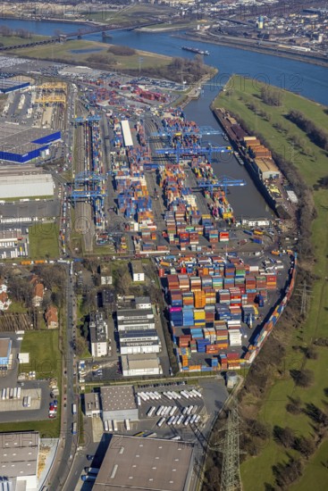 Aerial photo, Duisport, Duisburger Hafen AG, Logport I, container port, Rhine harbour,