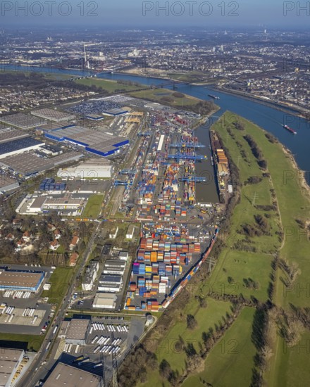 Aerial photo, Duisport, Duisburger Hafen AG, Logport I, container port, Rhine harbour,