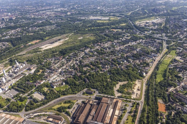 Aerial view, residential area, district Untermeiderich, Duisburg, Ruhr area, North