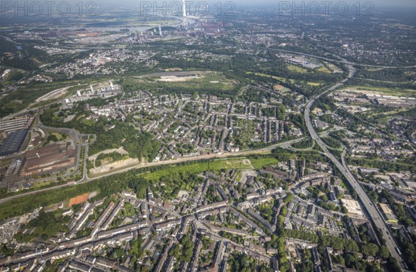 Aerial view, residential area, district Untermeiderich, Duisburg, Ruhr area, North