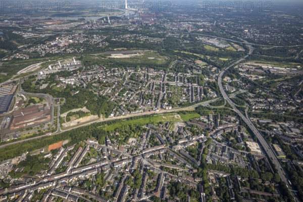 Aerial view, residential area, district Untermeiderich, Duisburg, Ruhr area, North