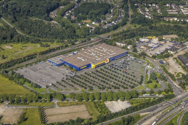 Aerial view, Ikea furniture store at Duisburg-Nord motorway junction, A42 and A59, Obermeiderich,