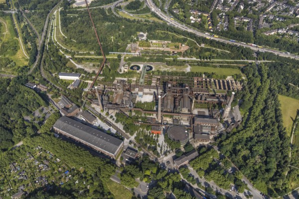 Aerial view, LaPaDu - Landschaftspark Duisburg-Nord, Obermeiderich, Duisburg, Ruhr area, North