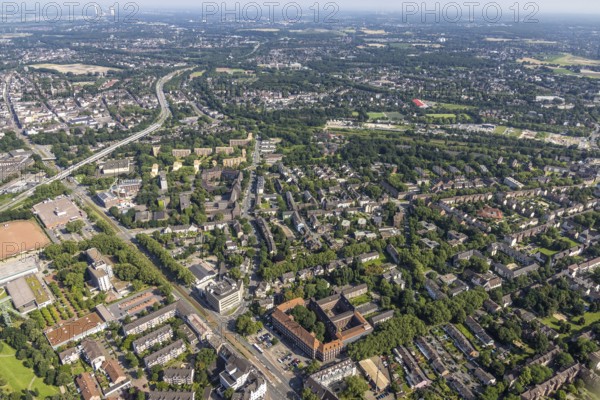 Aerial photograph, Duisburg-Hamborn Local Court and Prison, Obermarxloh, Duisburg, Ruhr area, North