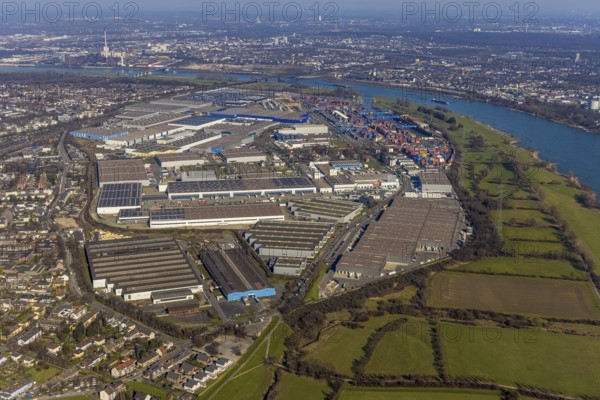 Aerial photo, Duisport, Duisburger Hafen AG, Logport I, container port, Rhine harbour,