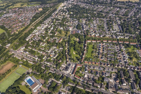 Aerial view, all-weather swimming pool Walsum and sports field Walsum 09 in the district