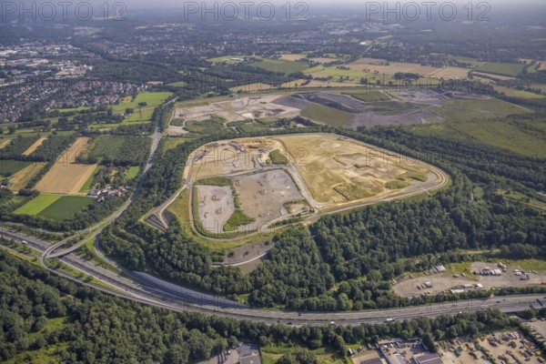 Aerial photograph, Wehofen-West tailings pile and Wehofen-Nord landfill on the A59 motorway,
