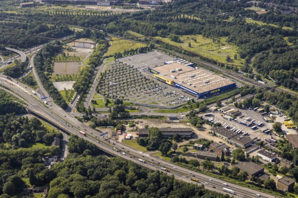 Aerial view, Ikea furniture store at Duisburg-Nord motorway junction, A42 and A59, Obermeiderich,