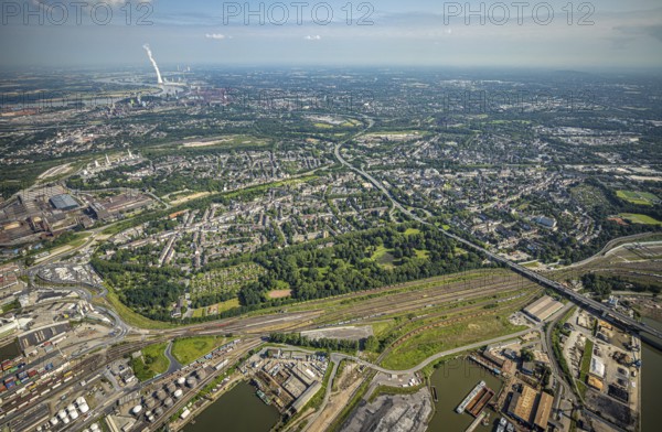 Aerial view, residential area, district Untermeiderich, Duisburg, Ruhr area, North