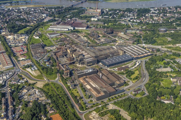 Aerial view, ArcelorMittal Hochfeld steel wire plant, Laar, Duisburg, Ruhr area, North