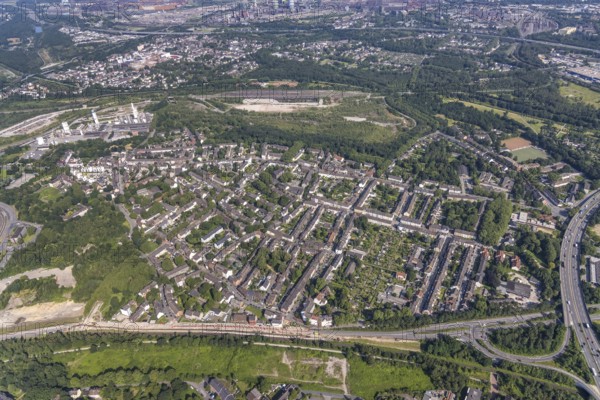Aerial view, residential area, district Untermeiderich, Duisburg, Ruhr area, North
