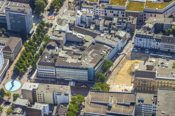 Aerial view, construction project new office building Düsseldorfer Straße at the former city