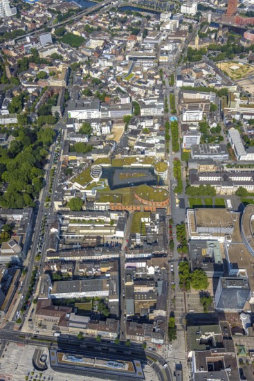 Aerial view, construction project new office building Düsseldorfer Straße at the former city