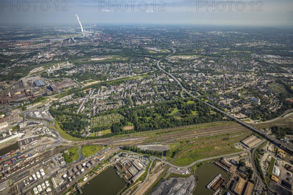 Aerial view, residential area, district Untermeiderich, Duisburg, Ruhr area, North