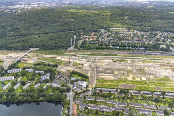 Aerial view, former marshalling yard Wedau, planned new Duisburg residential quarter, Wedau,
