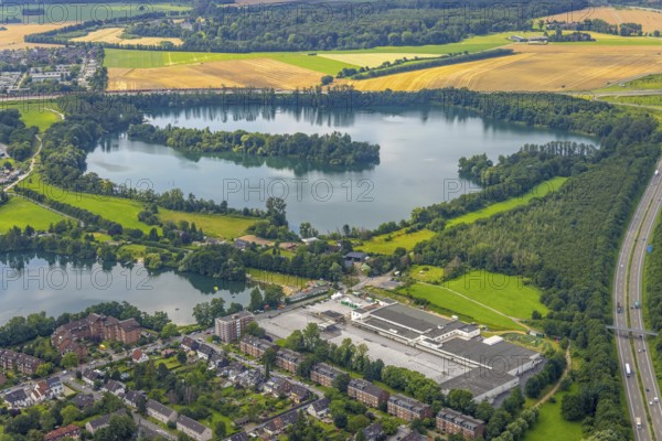 Aerial view, new development area former Real site at Großenbaumer See and Rahmer See, Corona rapid