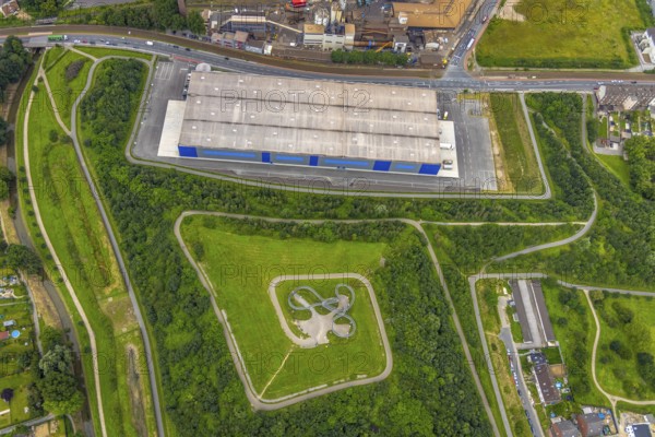 Aerial view, Tiger & Turtle - Magic Mountain and new logistics hall, Wanheim-Angerhausen, Duisburg,