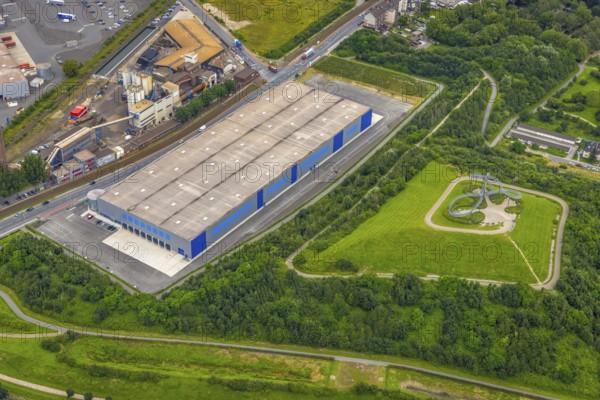 Aerial view, Tiger & Turtle - Magic Mountain and new logistics hall, Wanheim-Angerhausen, Duisburg,