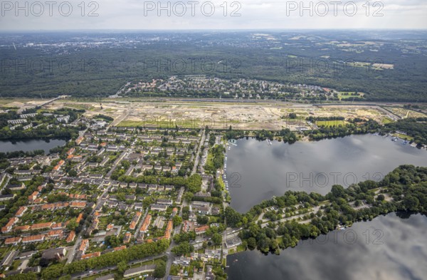 Aerial view, former marshalling yard Wedau, planned new Duisburg residential quarter, Wedau,