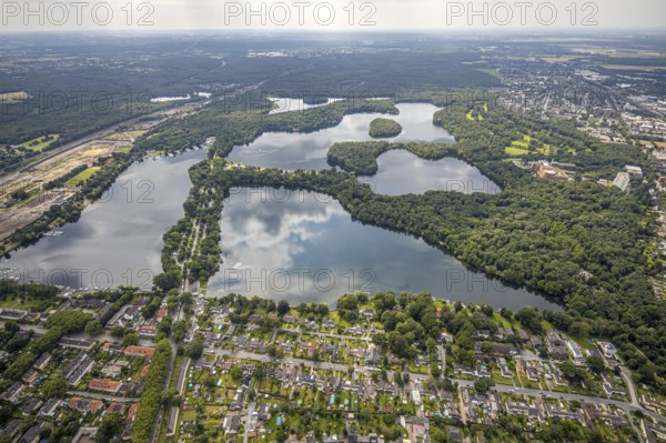 Aerial view, 6-Lakes-Platte, Wedau, Duisburg, Ruhr area, North Rhine-Westphalia, Germany, DE,