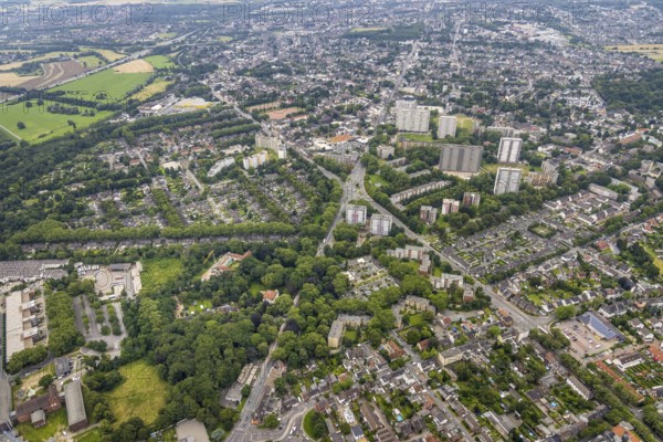 Aerial view, residential park Hochheide, Die Weißen Riesen, Hochheide, Duisburg, Ruhr area, North