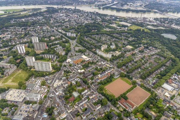 Aerial view, residential park Hochheide, Die Weißen Riesen, Hochheide, Duisburg, Ruhr area, North