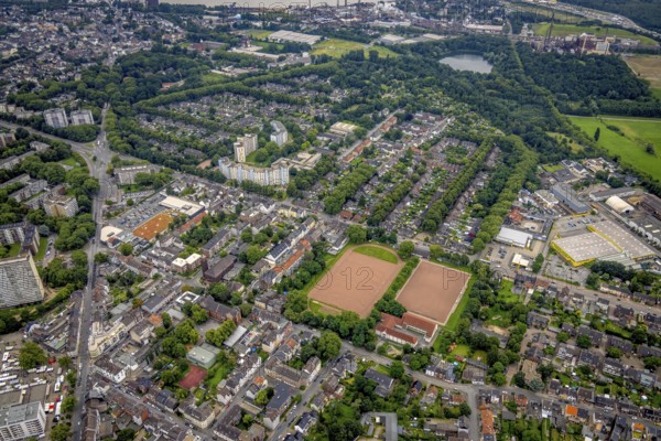 Aerial view, residential park Hochheide, Die Weißen Riesen, Hochheide, Duisburg, Ruhr area, North