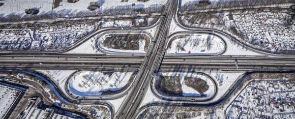 Aerial view, motorway junction Duisburg, A59 and A40, Kaßlerfeld, Duisburg, Ruhr area, North