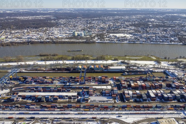 Aerial view, logport I, terminal, container port, DIT Duisburg Intermodal Terminal GmbH, D3T