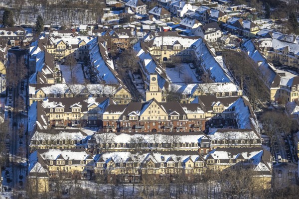 Aerial view, monument colliery housing estate Am Himgesberg, Hüttenheim, Duisburg, Ruhr area, North