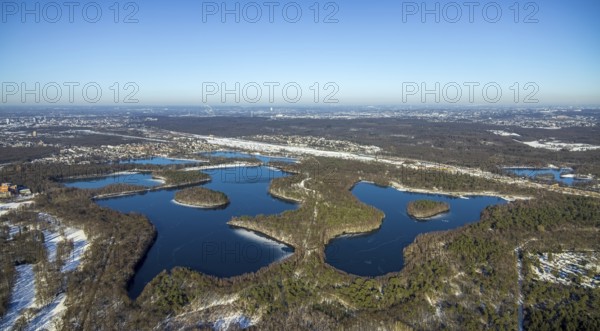 Aerial view, Sechs-Seen-Platte, Rahm, Duisburg, Ruhr area, North Rhine-Westphalia, Germany, DE,