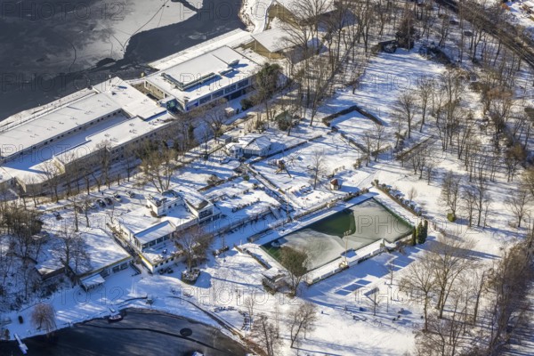 Aerial view, outdoor swimming pool amateur swimming club Duisburg, Neudorf, Duisburg, Ruhr area,