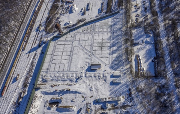 Aerial view, former marshalling yard Wedau, planned new Duisburg residential quarter, Wedau,