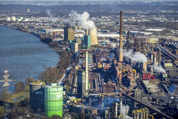 Aerial view, Hüttenwerke Krupp Mannesmann and Huckingen power station, Rheinaue Ehingen,