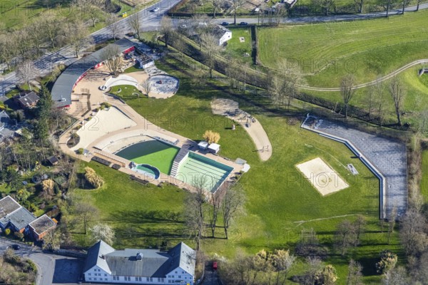 Aerial view, Naturfreibad Froschloch, Hombruch, Dortmund, Ruhr area, North Rhine-Westphalia,