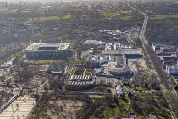 Aerial photo, Bundesliga stadium BVB Borussia Dortmund, Westfalenhallen, Westfalenhalle, Dortmund,