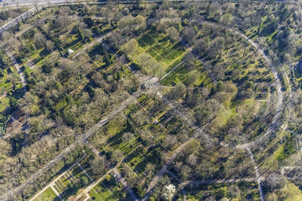 Aerial view, Südwestfriedhof, Westfalenhalle, Dortmund, Ruhr area, North Rhine-Westphalia, Germany,