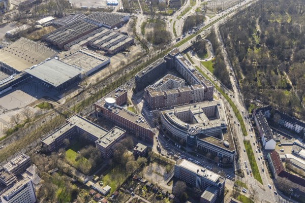 Aerial view, Steigenberger Hotel Dortmund, new building Berswordt-Quartier, multi-family house