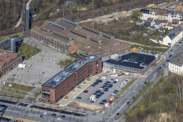 Aerial view, Technology Park Phönix-West, Phönixplatz, Warsteiner Music Hall, Alte Fabrikhalle